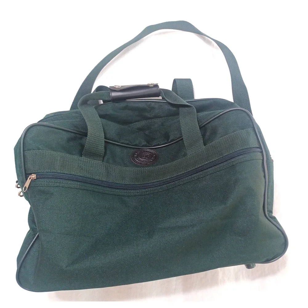 Lewis & Hyde Green Canvas Duffle Gym Tote Weekend Travel Bag 17x11x7 Strap
